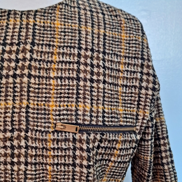 Celine Phoebe Philo Mini Dress Silk Lightweight Plaid Cream Black Brown - Picture 9 of 12